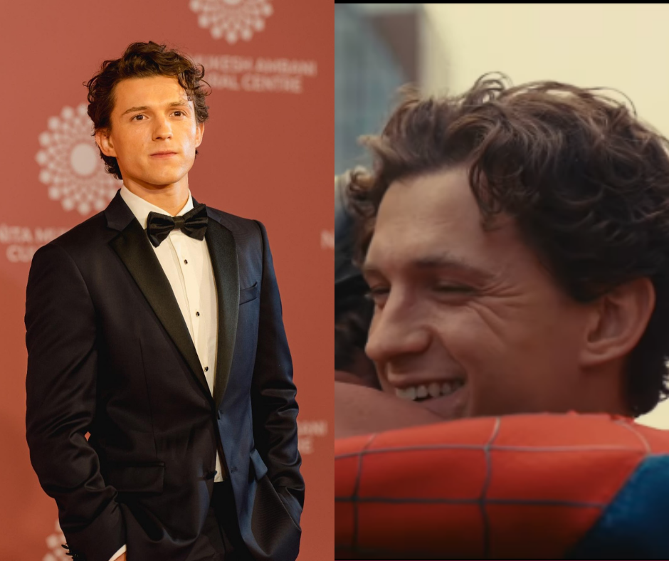 a grid photo of actor Tom Holland. (Tom Holland concussion on set.