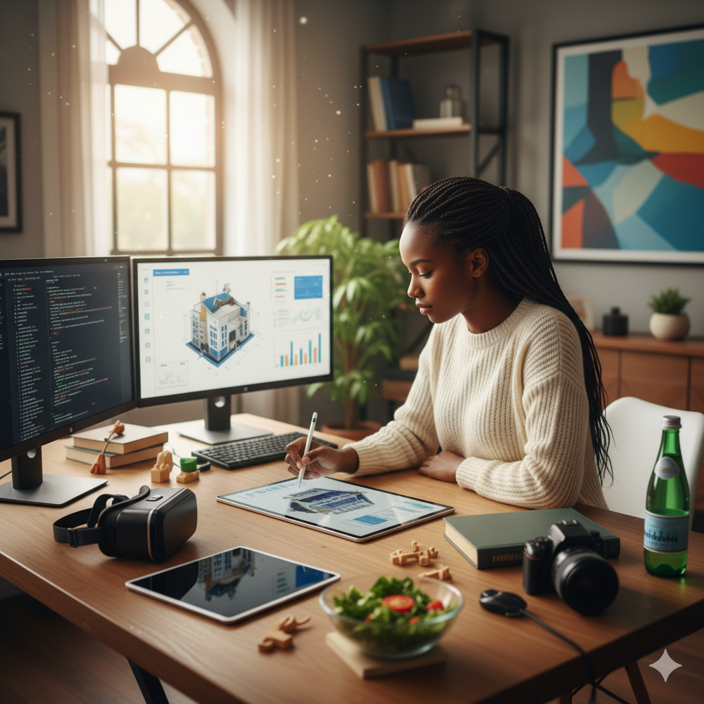 A picture of an architect in her office. This is her career path
