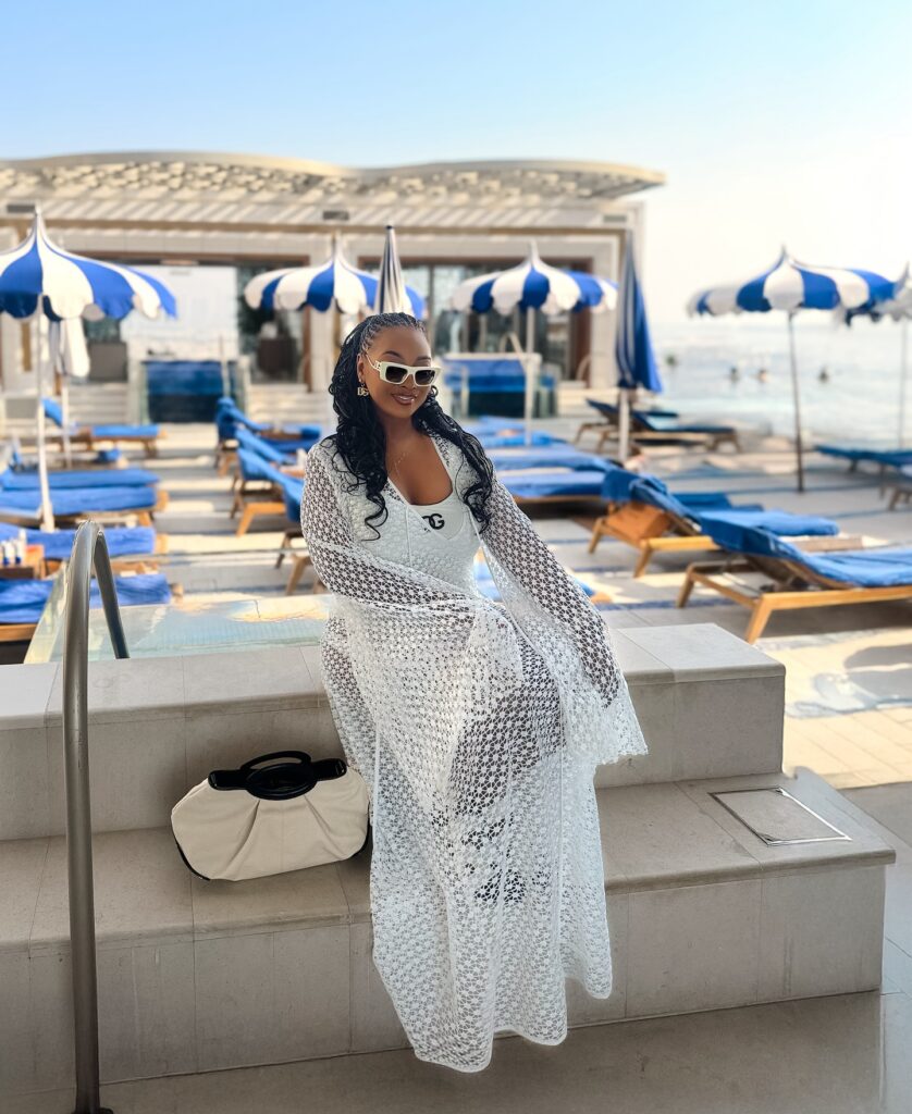 A picture of Ghanaian actress Jackie Appiah in at a beach. These are Jackie Appiah's lifestyle habits.