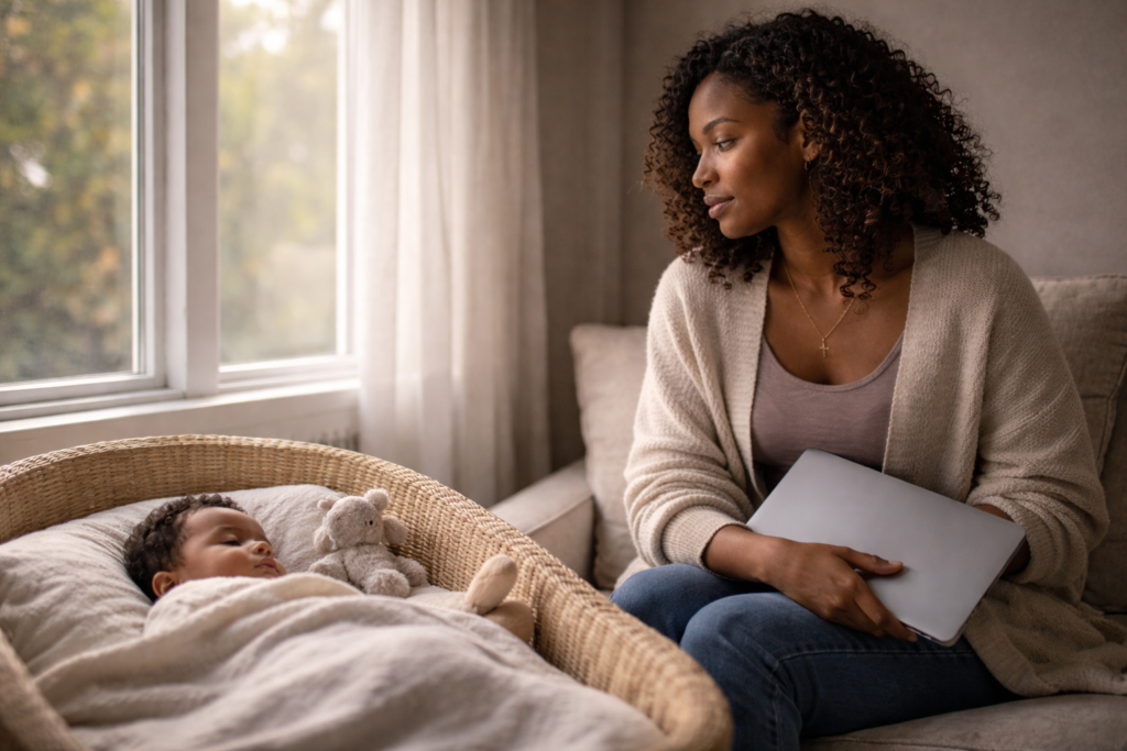 How motherhood changed my career priorities as I pause work to watch my baby sleep in the early morning.