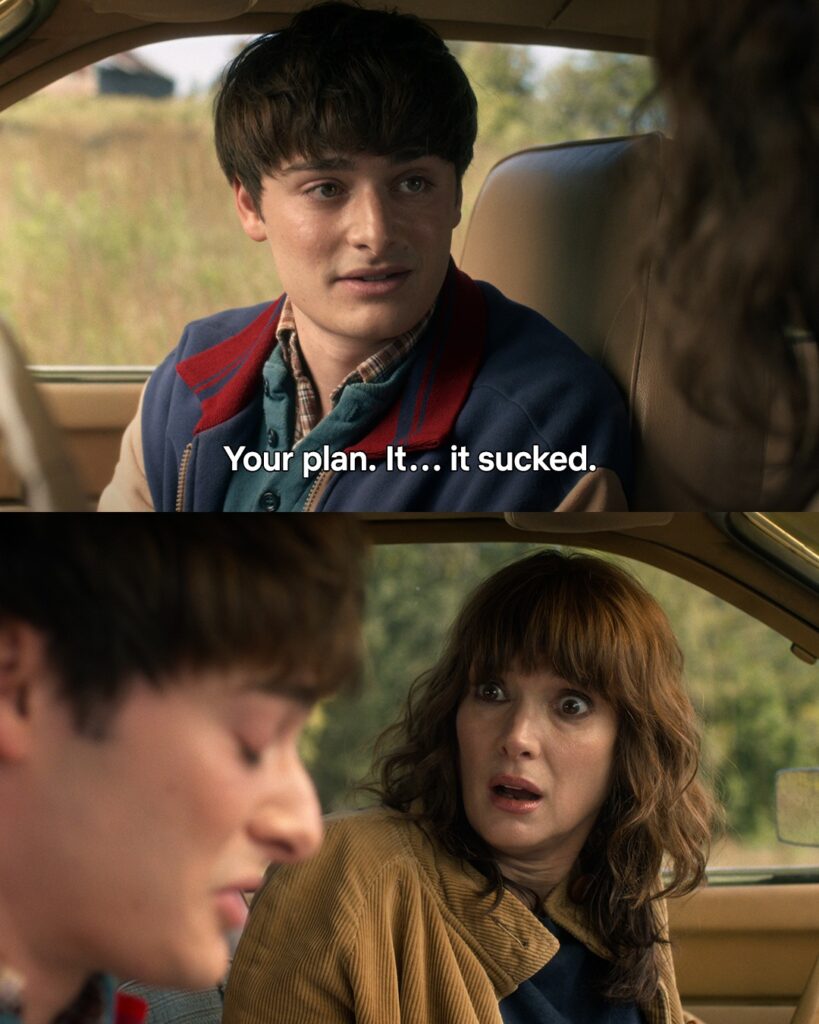 A serious face-to-face moment between Will and his mother, Joyce, during a tense confrontation