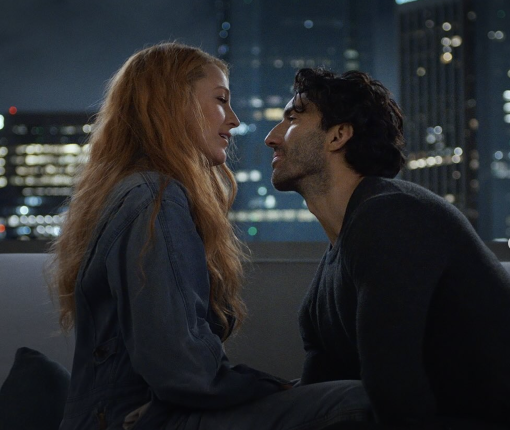 Blake Lively and Justin Baldoni emotional movie scene from It Ends With Us related to lawsuit