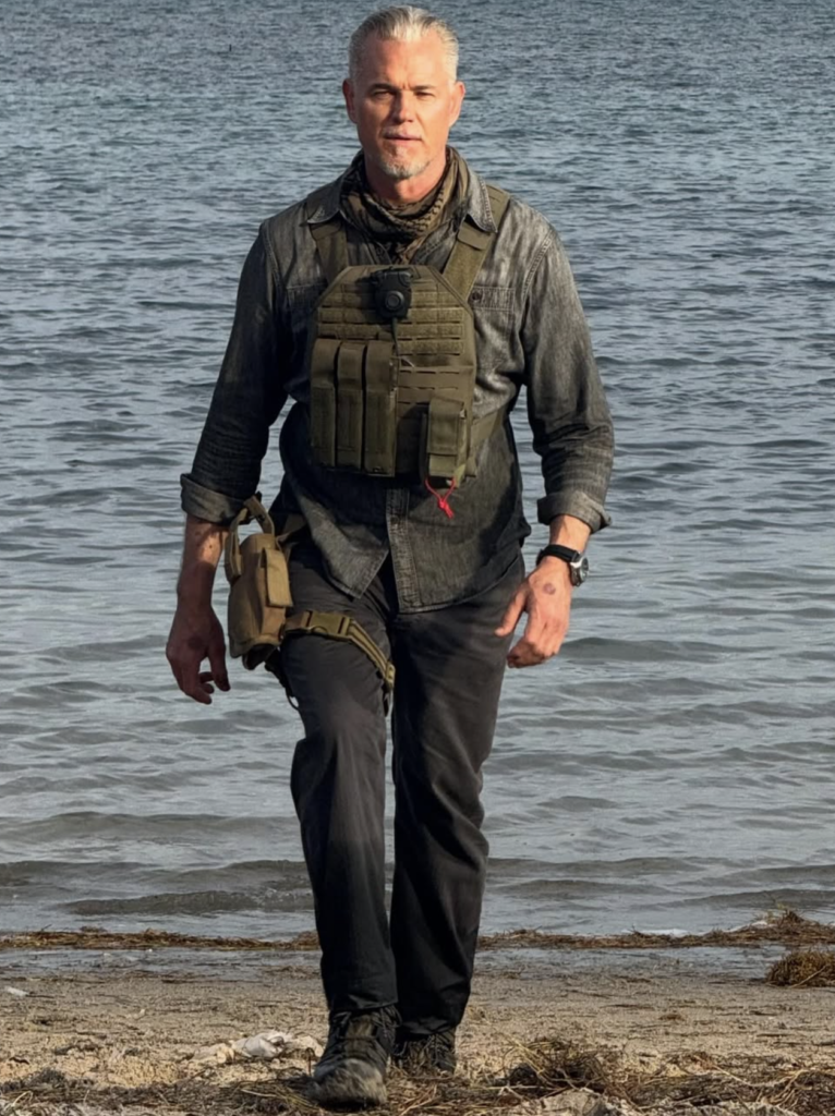 Eric Dane walking in tactical gear in The Last Ship, actor known for Grey’s Anatomy and television leadership roles