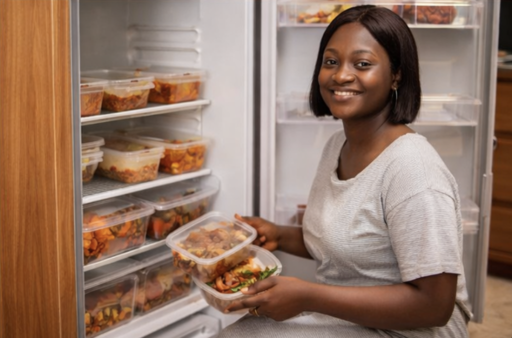 Woman preparing fresh ingredients in the kitchen while cooking for her family