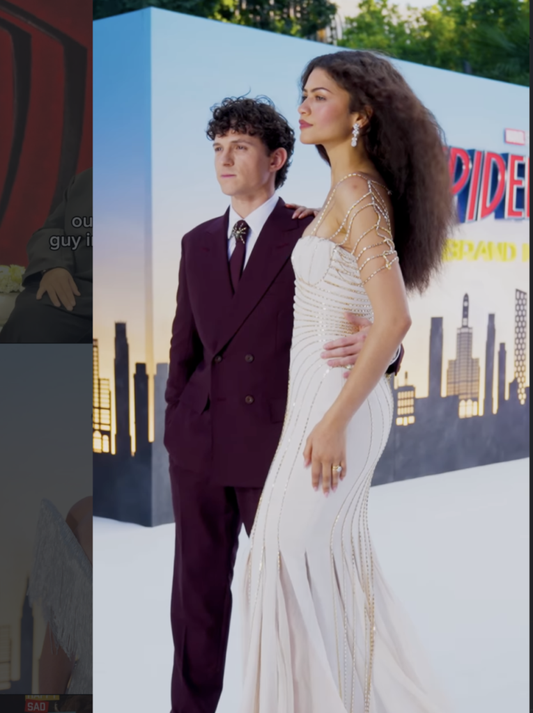 om Holland and Zendaya pose together at the Spider-Man: Brand New Day UK premiere in London.