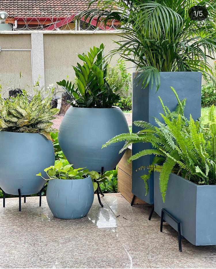 A picture of a decorative flower pot for home or office decoration .